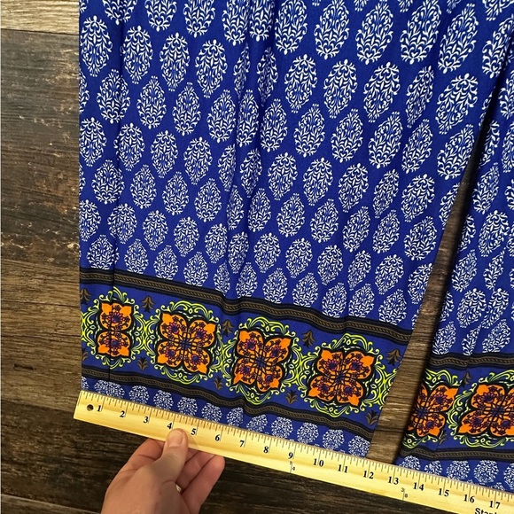 Sharagano Blue Wide Leg Pants with Geometric Print - Picture 2 of 8